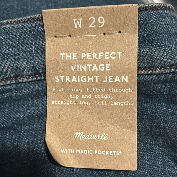 🔖NWT•Madewell The Perfect Vintage Straight Jean, size 29 - Picture 4 of 7